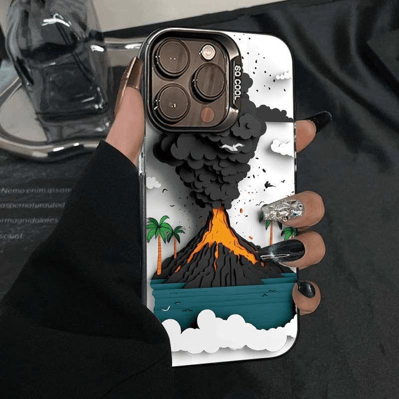[Estoque pronto] Capa de telefone para iPhone Erupção vulcânica adequada para iPhone16/15/13/12 Capa rígida com tudo inc