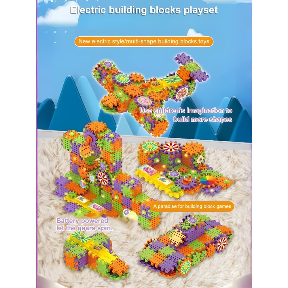 [Brinquedos Educativos] SL-Elétrico Rotativo Engrenagem Blocos/Peças Grandes/Blocos de Construção