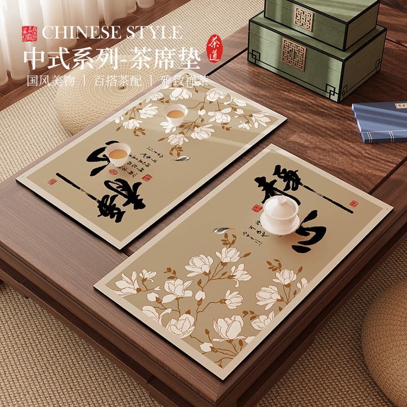 Tapete de mesa de chá estilo chinês Zen uma pessoa tamanho pequeno lama de diatomáceas tapete de mesa de chá pano toalha