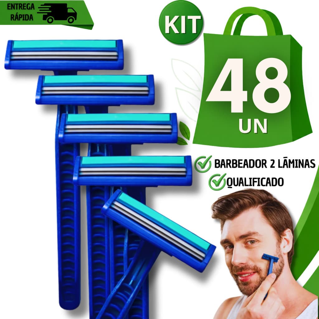 Kit Barbeador Clássico Descartável com 2 Lâminas Unissex Para Barbear Fita Lubrificante Aparelho Barbear Raspador