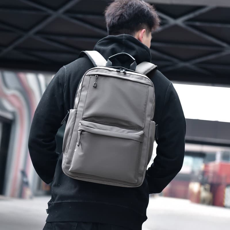 Mochila de grande capacidade simples bolsa de computador de viagem de negócios leve respirável preto cinza duas cores op