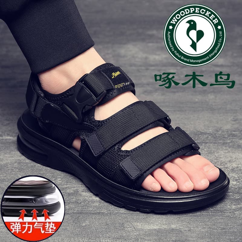 Woodpecker 2025 verão novo estilo almofada de ar sola sandálias masculinas na moda Casual All-Match látex sola macia ext