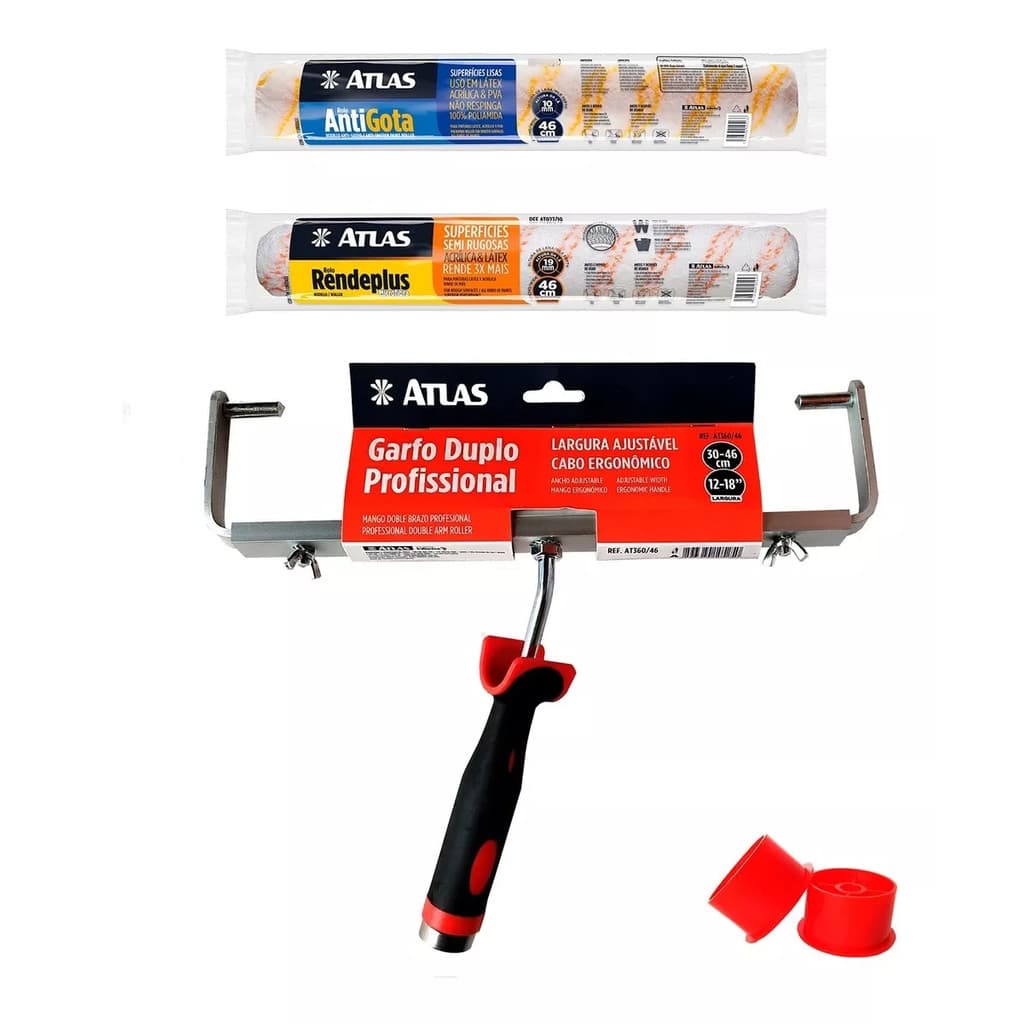 KIT GARFO DUPLO + ROLO RENDEPLUS E ROLO ANTIGOTAS ATLAS 46CM