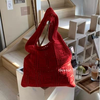 Tranquilo verão férias viagem malha bolsa de ombro Retro malha oco bolsa de mão simples tecido saco
