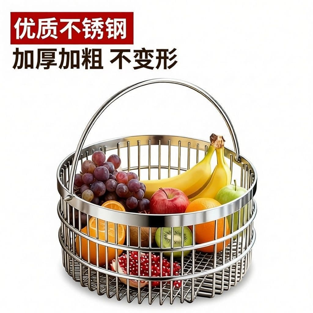 Cesta de frutas de aço inoxidável ins armazenamento doméstico Desktop oco frutas diversos cozinha armazenamento dreno pi