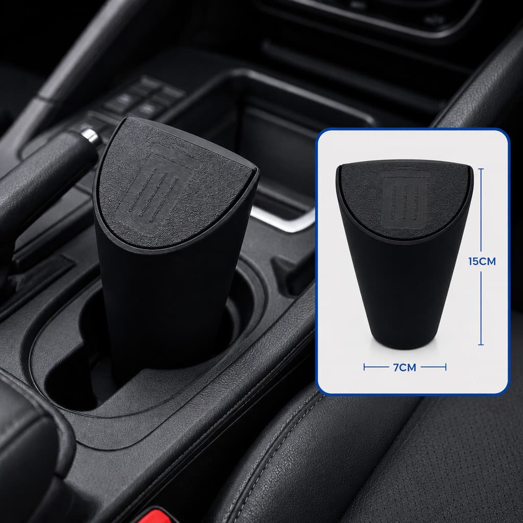 Lixeira para Carro Porta Copo Automotiva com Tampa | Mini Lixeira Veicular Compacta | Organizador Interno Universal