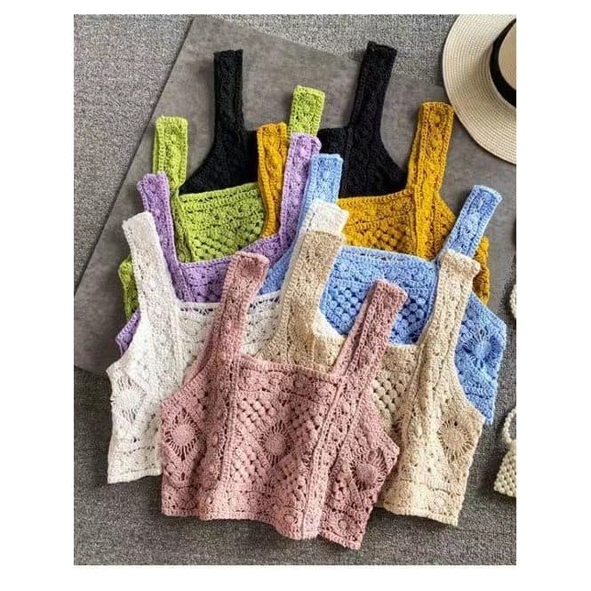 Regata Com Alça Em Camadas De Malha Oca