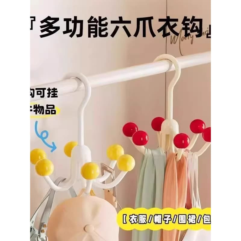 Dopamina rotativa seis-garra gancho pendurado chapéu armazenamento ferramenta útil atrás da porta guarda-roupa estilingu