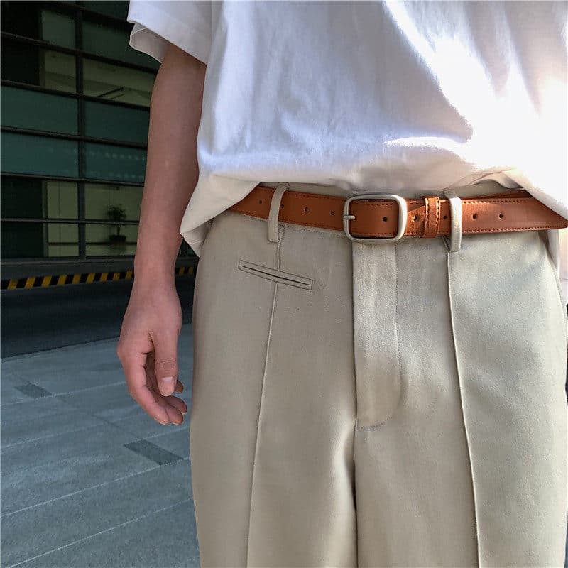 cinto masculino couro legítimo cinto masculino cowboy Simples estilo Hong Kong cinto masculino na moda ins All-Mat