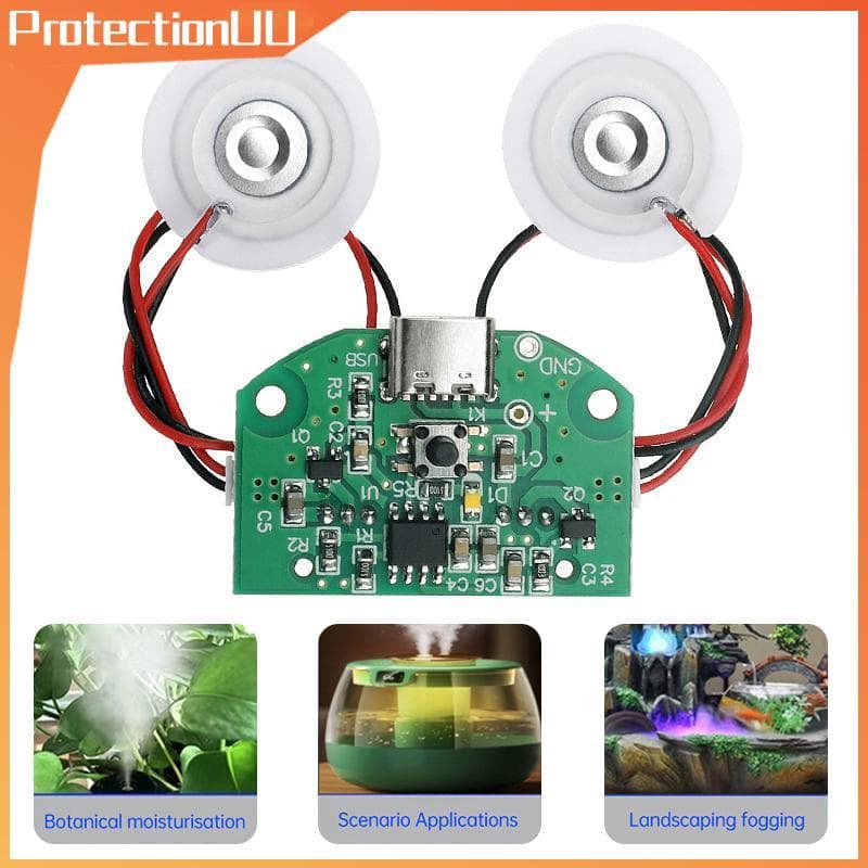 Módulo Umidificador PROTE Placa De Controle De Atomização De Spray Duplo DIY Nebulizador Ultrassônico Tipo C BR