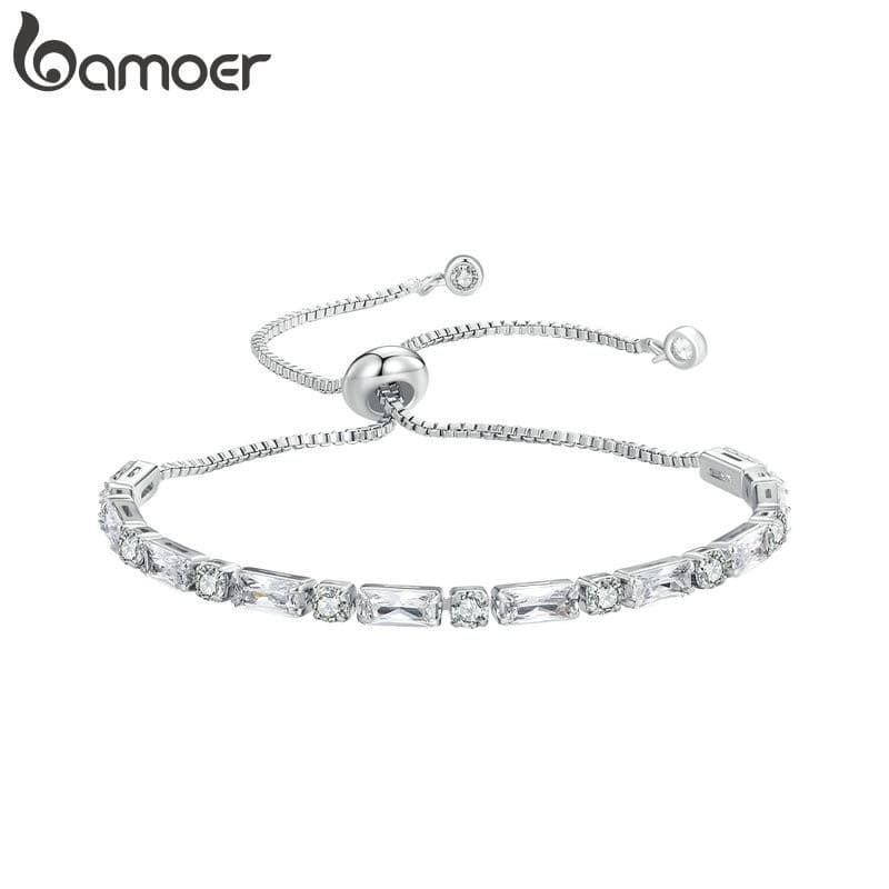 Pulseira Luxuosa de Zircônia Bamoer, Design Simples, Presente Elegante S17V