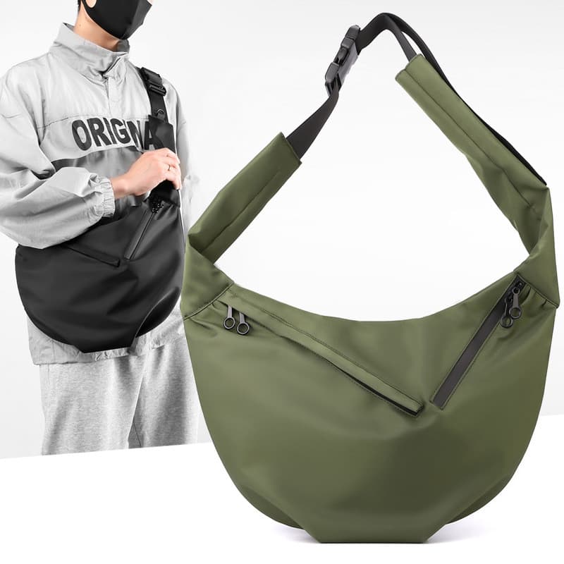 Simples Casual bolsa de ombro grande capacidade textura de náilon ao ar livre bolsa de ombro masculina All-Match saco de