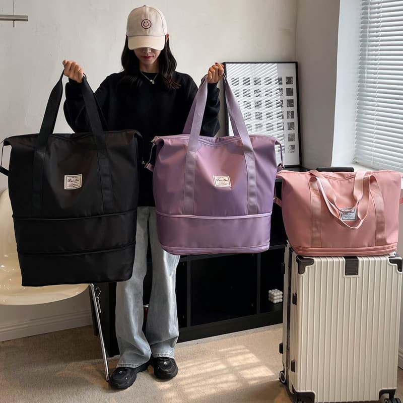 Bolsa de viagem de curta distância, grande capacidade, feminina, leve, bagagem, bolsa de viagem, esportes, academia, moc