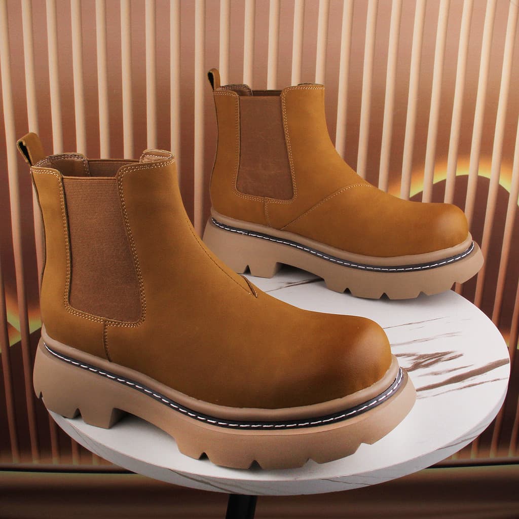 Chelsea sapatos de couro botas de cigarro masculinas de sola grossa high Street high-Top britânico high-End Martin botas