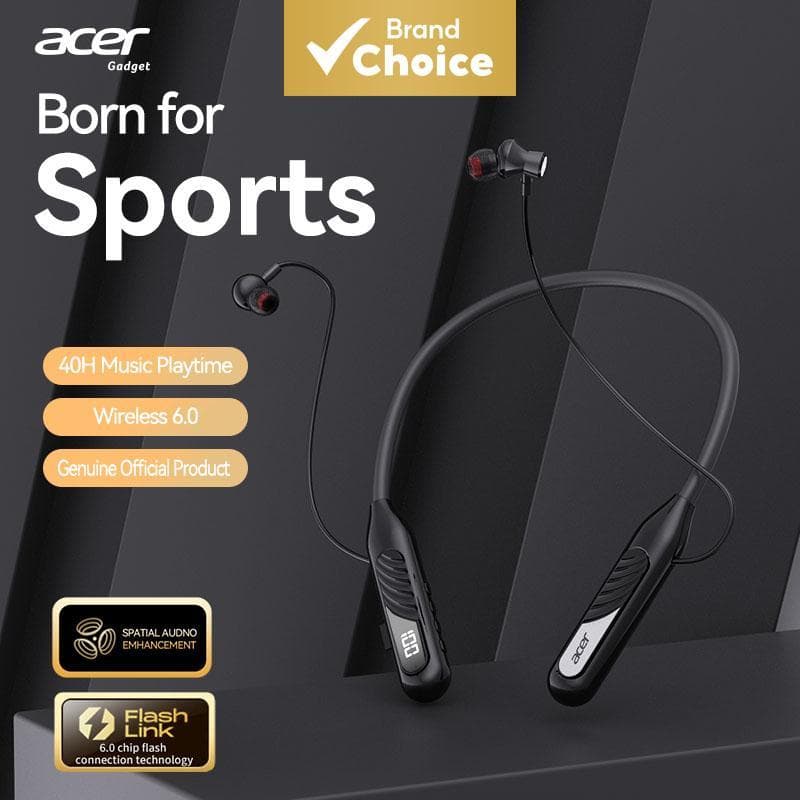 Acer OHR635 Fones De Ouvido Sem Fio Bluetooth Neckband Tipo-C Carregamento TWS Emparelhamento Para Música Uso Diário Via