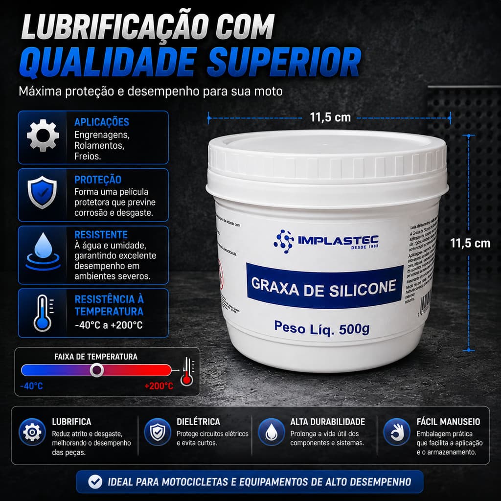 Graxa De Silicone Dielétrica 500g Pote Implastec