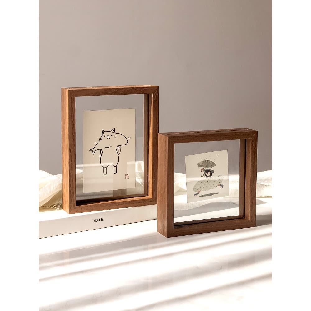 Moldura de foto transparente dupla face, 20cm, ornamentos de caligrafia, gravação em vidro, Polaroid, expositor de fotos