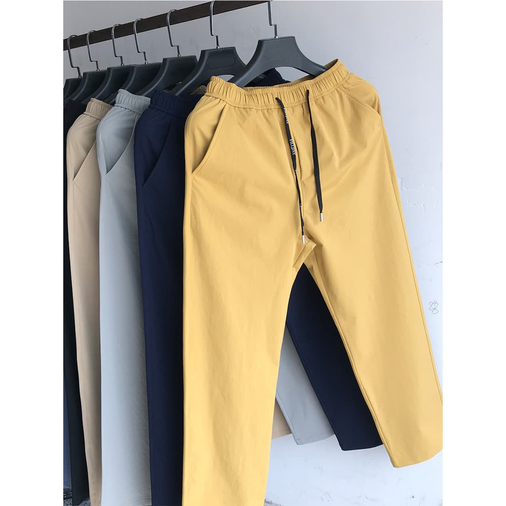 Outono inverno estilo básico calças estiramento masculino solto calças retas All-Match cor sólida calças casuais primave