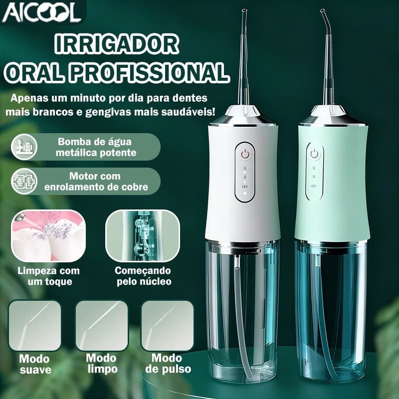 water flosser AICOOL Irrigador bucal portátil Jato potente 200ML Três modos ajustáveis