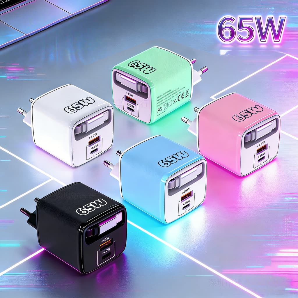 Carregador De Carregamento Rápido De 65 W Para Telefones Celulares Com Cabo Extensível Typec Adequado Cabeça De Celular