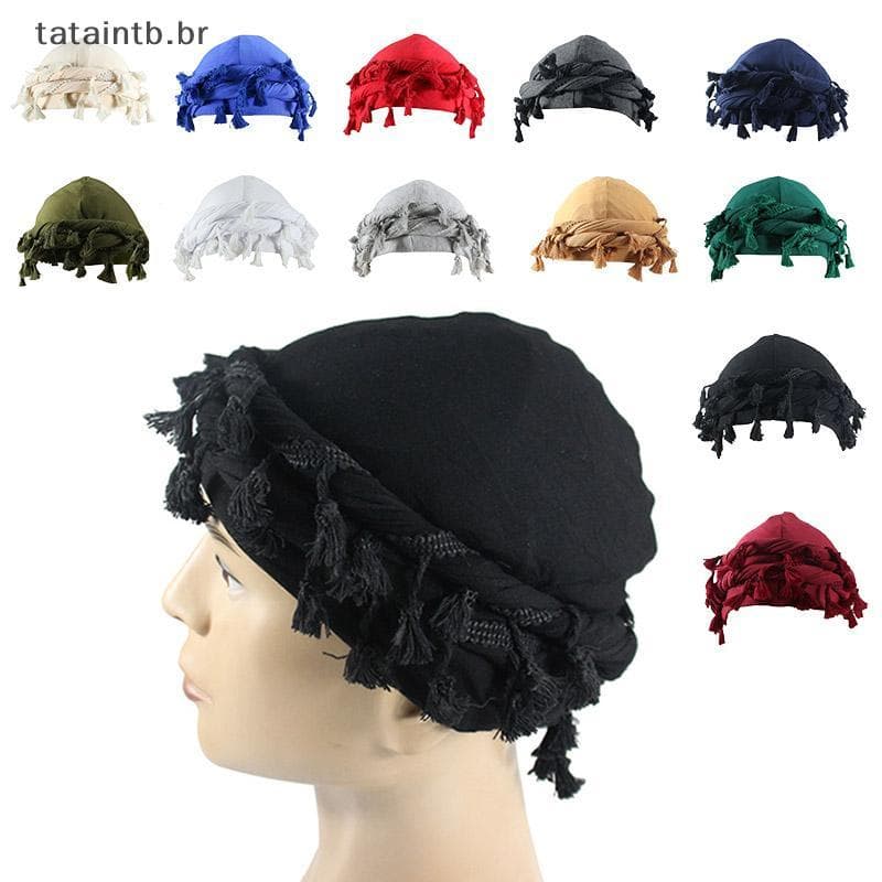 [TaTa] Chapéu Masculino Com Acabamento Em Rebarbas , Franja De Cauda Torcida , De Algodão , Turbante , Forro De Cetim ,