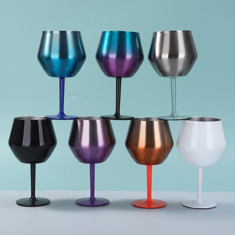 Taça Copo Térmica 414 ML Inox 2 em 1 Com Haste Removível Para Vinho Gin Drink