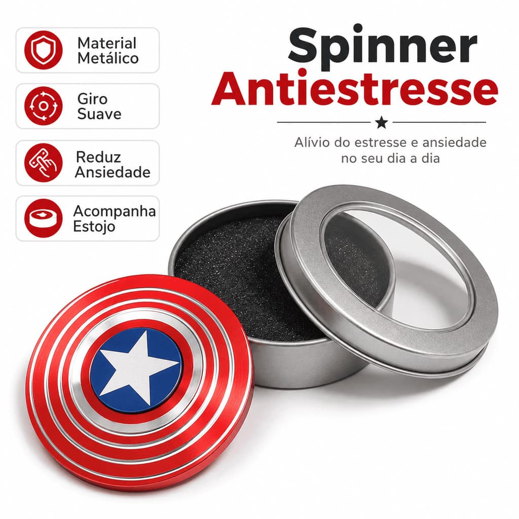 Fidget Toy Spinner Metal Capitão America Antistress Infantil
