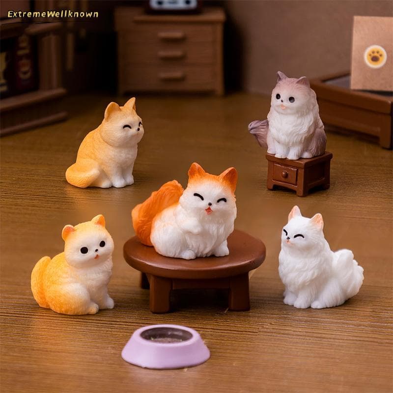 Mini Gato Ornamento Dos Desenhos Animados Gatinho Micro Paisagem Casa De Bonecas Modelo Interior Do Carro Decoração De M