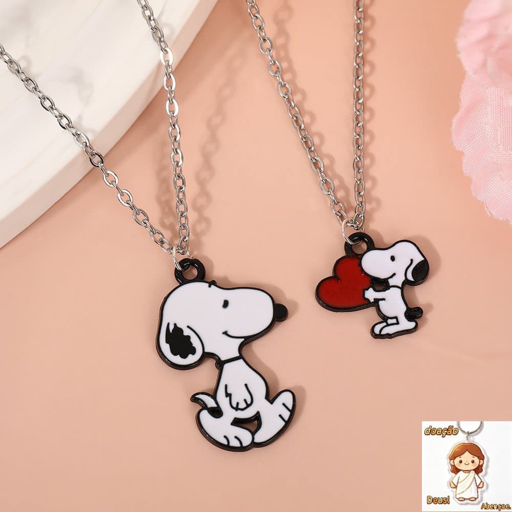 Pingente De Snoopy De Desenho Animado Com Colar Para Mulheres , Estudantes , Personalidade , Cachorro Fofo , Gargantilha