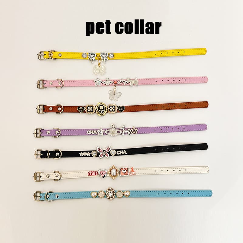 Coleira para animais de estimação multicolorida opcional carta pingente pequeno cachorro gato estilo princesa acessórios