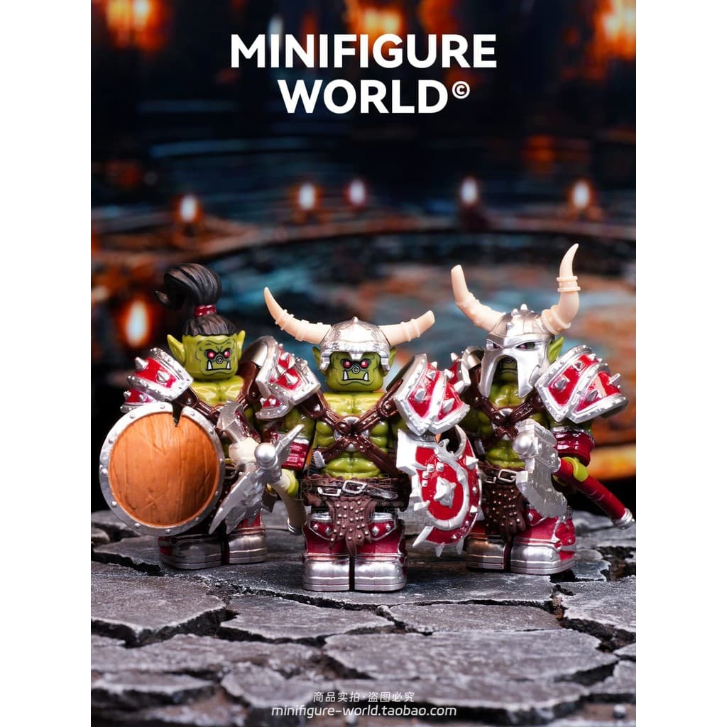 Warcraft Hegemonia Liga Mundial Tribo Orc Soldado Guerreiro Jogo Terceira Festa Bloco de Construção Minifigura Brinquedo