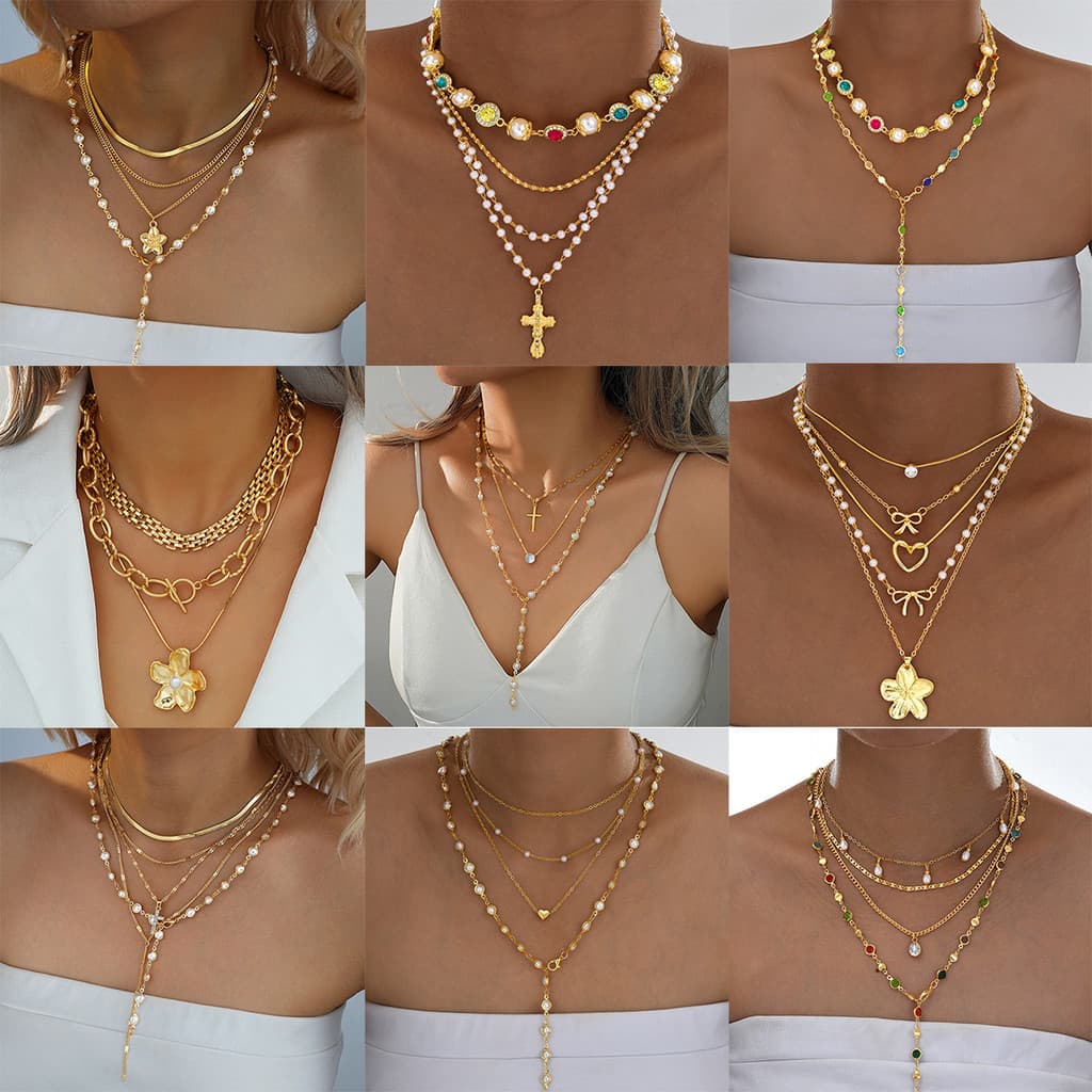 Boho Em Camadas Y Gota Colar Feminino Multicolorido Vidro Strass Estrela Do Mar Concha Barroca Imitação Pérola Verão Pra