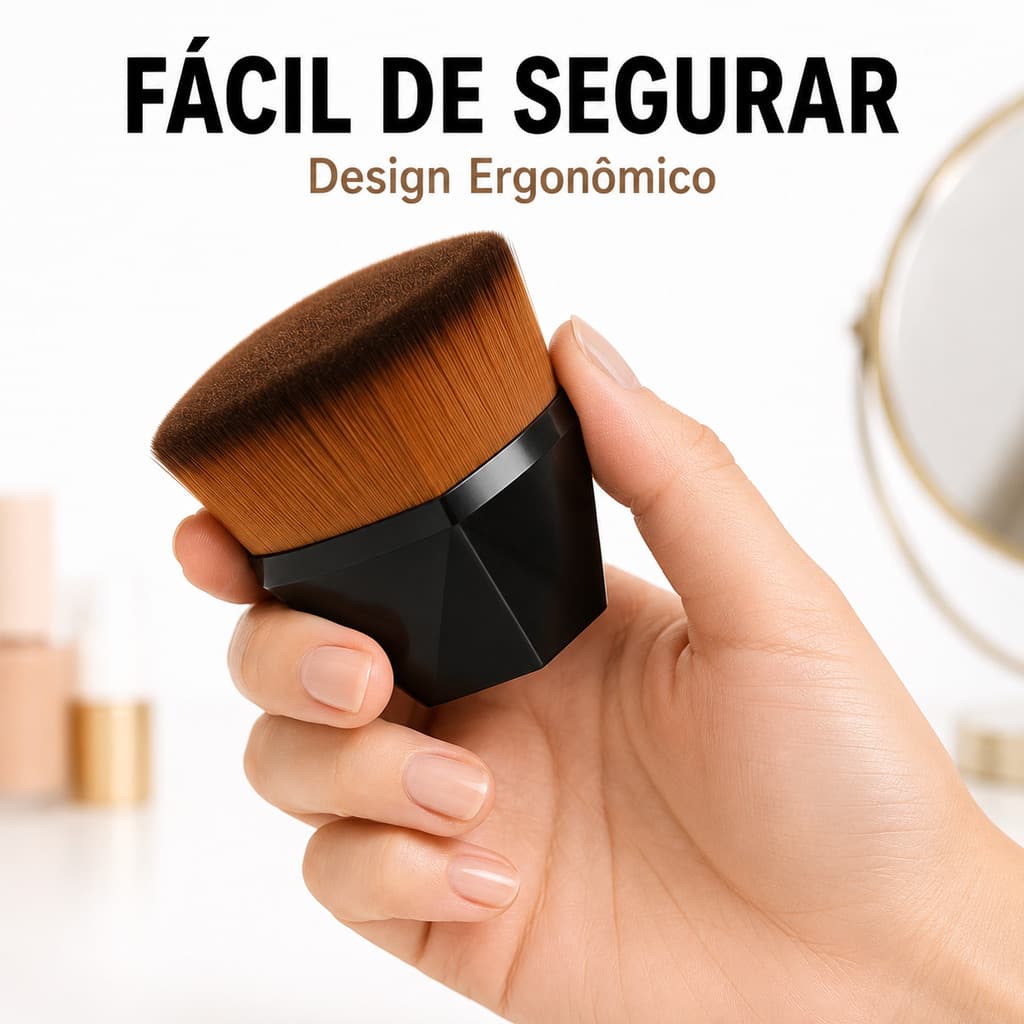 Pincel Kabuki Profissional para Base BB Cream Corretivo Maquiagem Alta Densidade Cobertura Uniforme