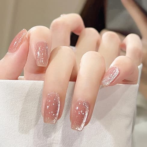 Novo estilo de unhas postiças com efeito olho de gato brilhante, peças de unhas usáveis, adesivos de unhas falsas de cri