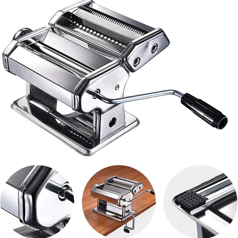 Máquina de Macarrão Manual Inox Cilindro para Massa Caseira Lasanha Talharim