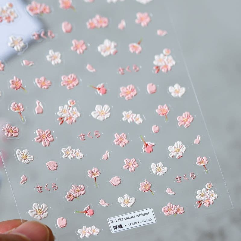 decoração de unha adesivo decoração de unha Novo adesivo de manicure de flores tridimensionais 3d relevo rosa flor de ce
