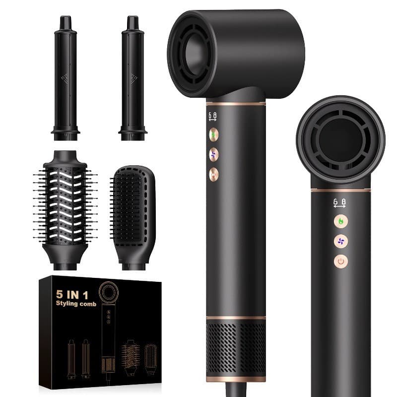 5 Em 1 Escova De Secador De Cabelo De Ar Quente De Alta Velocidade 110000RPM , Fluxo De 20 M/s , Alumínio De 0.75 Lb , Í