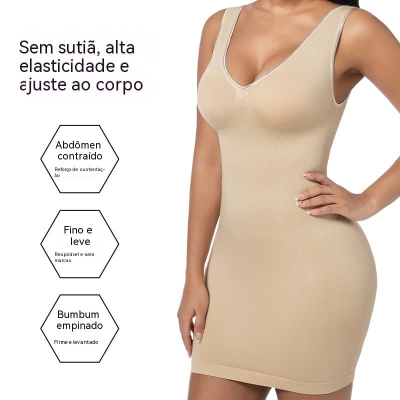 Saia longa feminina, com efeito modelador de cintura alta, capaz de achatar a barriga e levantar os glúteos, feita de te