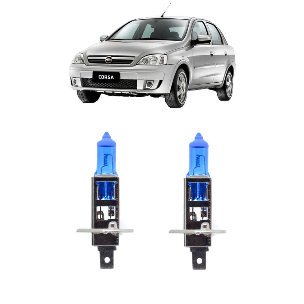 Par Lâmpadas Super Branca Farol Alto Corsa Montana 2003 a 2012 8500k H1