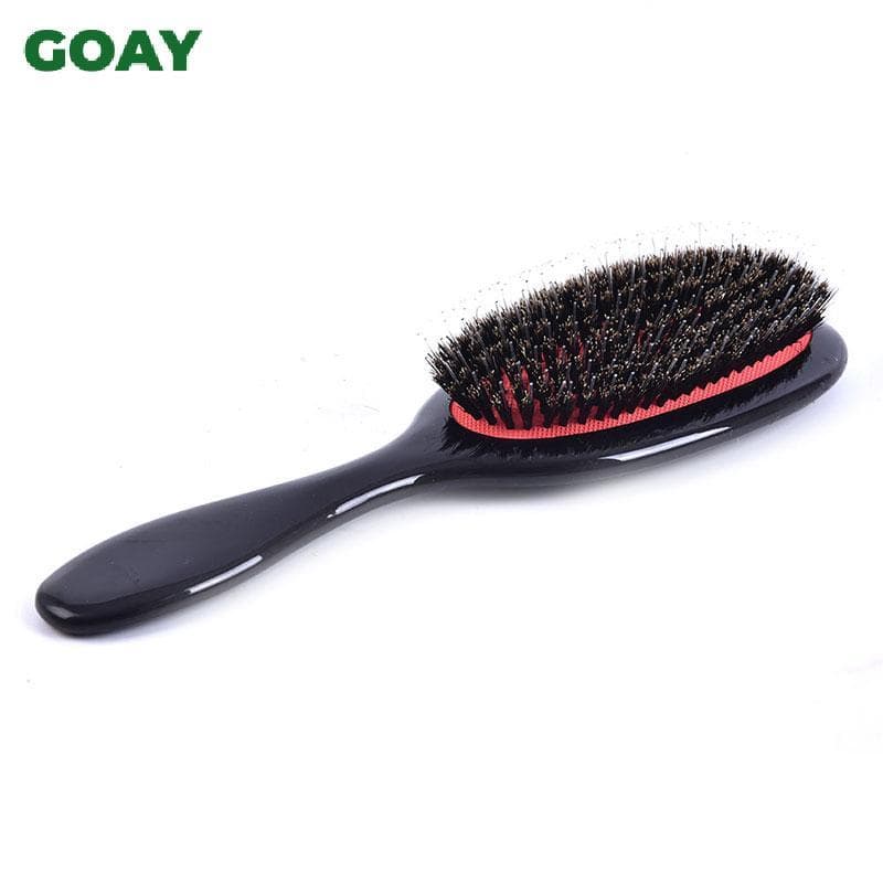 Madeira Natural Cerdas De Javali Oval Antiestático Paddleb Couro Cabeludo Massagem Escova De Cabelo fameing