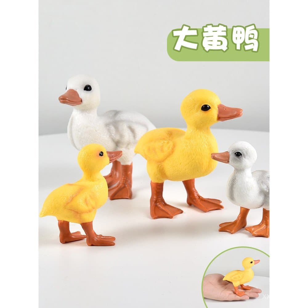Brinquedo sólido de simulação de aves de corral para crianças, modelo de pato amarelo grande e fofo, presente educativo