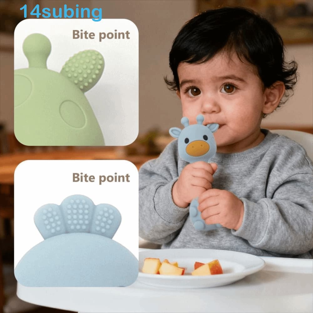 SUBING Brinquedos De Mordedor De Silicone Para Bebês , Chocalho Em Formato De Desenho Animado De Qualidade Alimentar , A