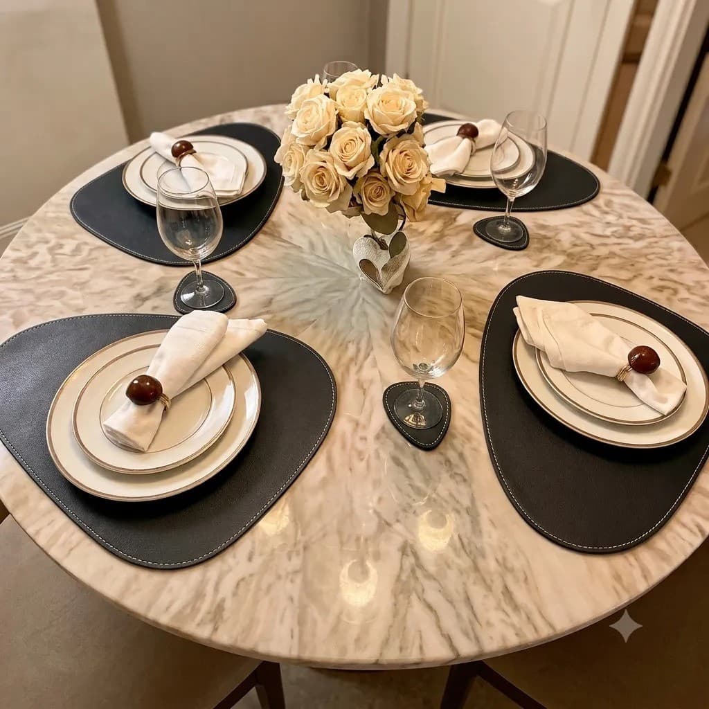 Sousplat Oval Individual Couro Sintético Jogo Americano Liso Mesa Posta Jantar Decoração Sofisticada