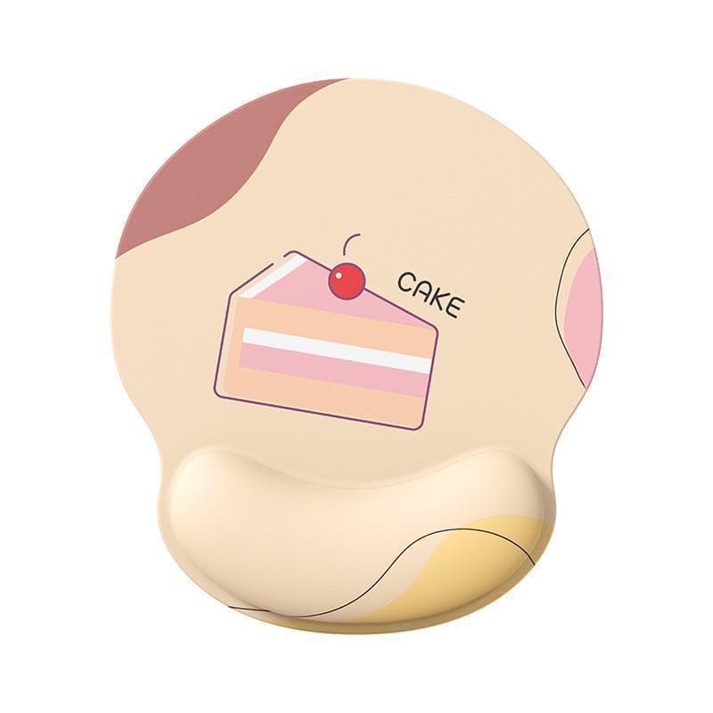 [Estoque pronto] Bolo de chá da tarde Mouse pad de pulso esponja bonito único ins simples menina 3d almofada de pulso te