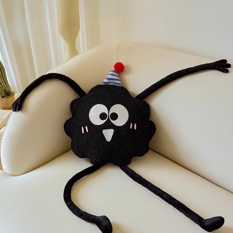 Venda quente preto briquetes boneca sofá quarto travesseiro brinquedo de pelúcia engraçado almofada travesseiro