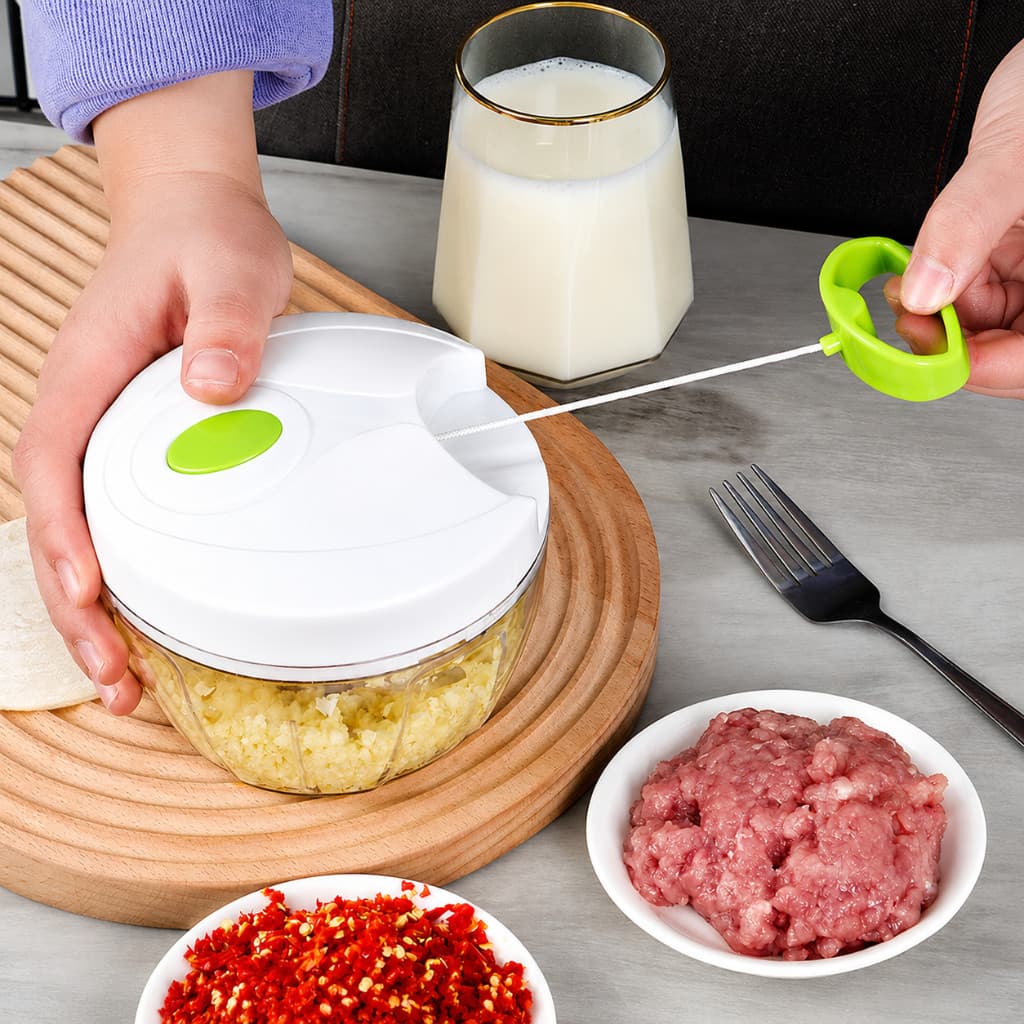 Mini Processador Manual Multiuso 500ml para Alho Cebola Frutas Verduras e Ervas