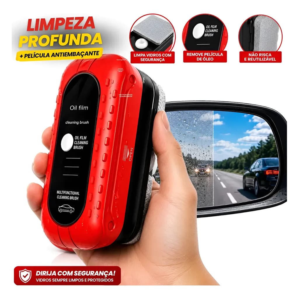 Escova Limpa Vidro Automotivo Limpeza com Refil Vitalizador Cria Pelicula Antiembaçante