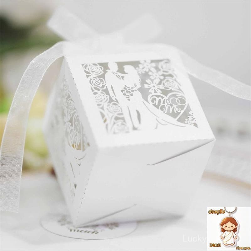 50 Peças Caixas De Lembrancinhas De Casamento Com Fitas Caixa De Presente Pequena Vintage Esculpida Doces Oca Design De
