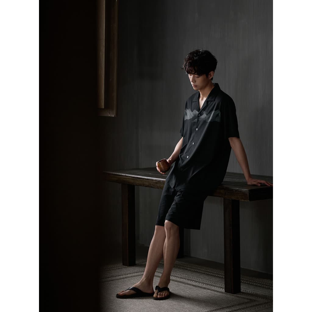 Pijamas sinfônicos masculinos verão fino Cardigan solto de manga curta Loungewear legal Modal algodão nicho moda terno