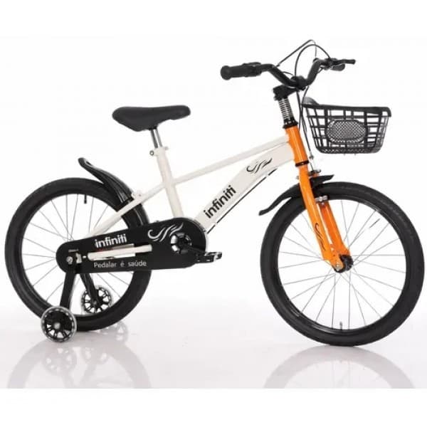 Bicicleta Infantil Aro 14 Branco com Laranja Infiniti Kids